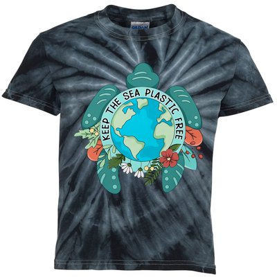 Keep The Sea Plastic Free Protect Save The Earth Sea Turtle Planet Kids Tie-Dye T-Shirt