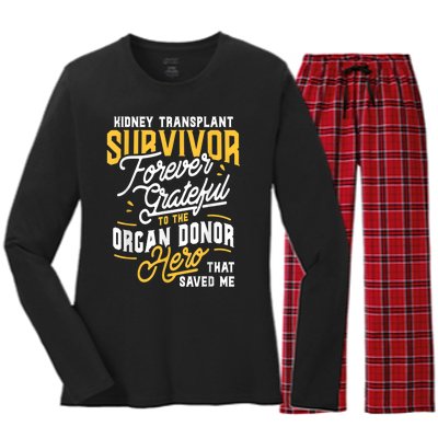 Kidney Transplant Survivor Organ Transplant Kidney Recipient Women's Long Sleeve Flannel Pajama Set 