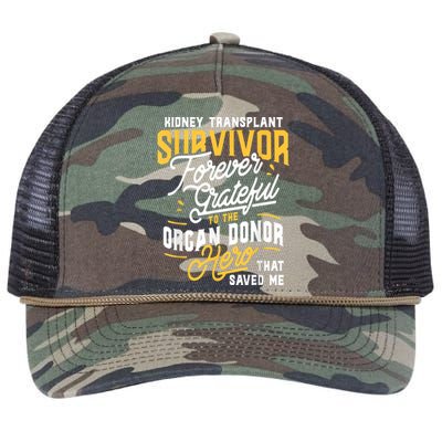 Kidney Transplant Survivor Organ Transplant Kidney Recipient Retro Rope Trucker Hat Cap