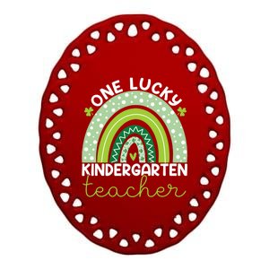 Kindergarten Teacher St Patricks One Lucky Teacher Rainbow Funny Gift Ceramic Oval Ornament