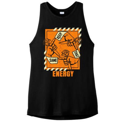 Keep That Same Energy Orange Color Graphic Ladies PosiCharge Tri-Blend Wicking Tank