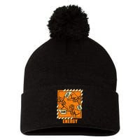 Keep That Same Energy Orange Color Graphic Pom Pom 12in Knit Beanie