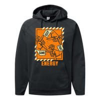 Keep That Same Energy Orange Color Graphic Performance Fleece Hoodie