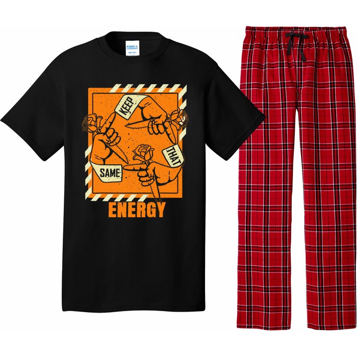 Keep That Same Energy Orange Color Graphic Pajama Set