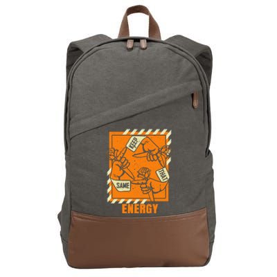 Keep That Same Energy Orange Color Graphic Cotton Canvas Backpack