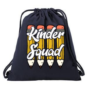 Kinder Teacher Squad Kindergarten Team Funny Gift Drawstring Bag