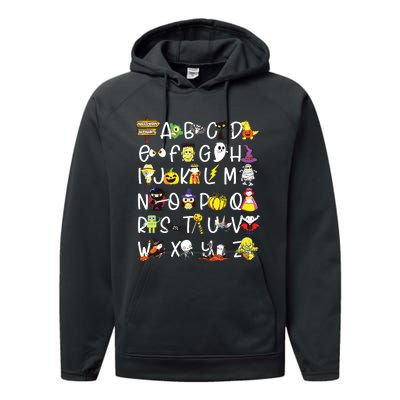 Kindergarten Teacher Student Abc Alphabet Halloween Performance Fleece Hoodie