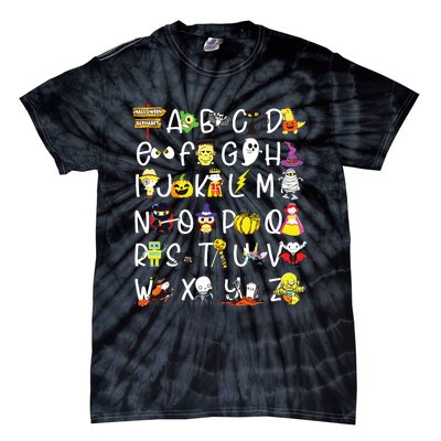 Kindergarten Teacher Student Abc Alphabet Halloween Tie-Dye T-Shirt