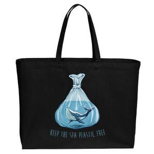 Keep The Sea Plastic Free Save The Planet Environment Ocean Cotton Canvas Jumbo Tote