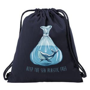 Keep The Sea Plastic Free Save The Planet Environment Ocean Drawstring Bag