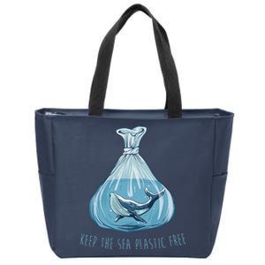 Keep The Sea Plastic Free Save The Planet Environment Ocean Zip Tote Bag