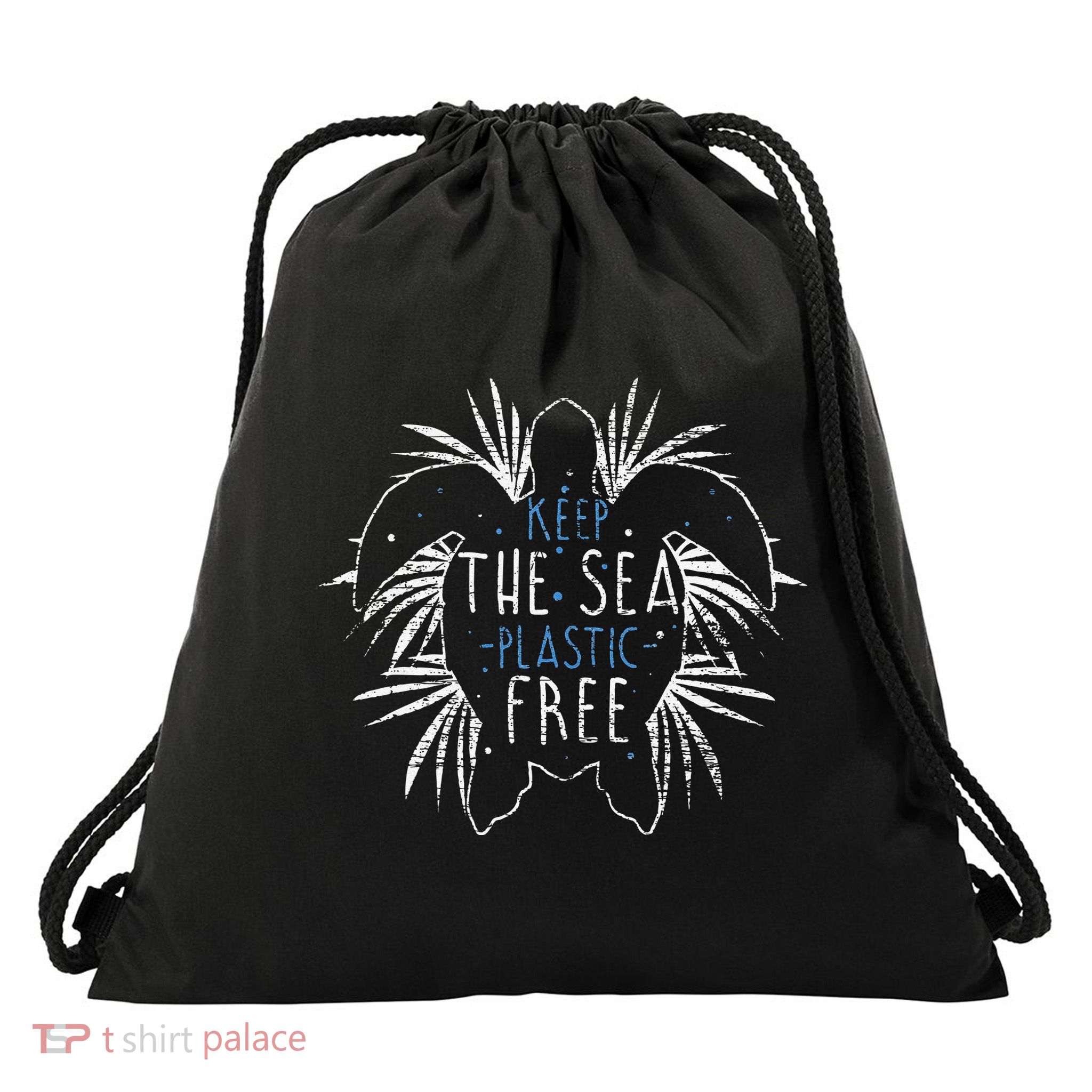 Keep The Sea Plastic Free Sea Turtle Drawstring Bag