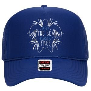 Keep The Sea Plastic Free Sea Turtle High Crown Mesh Back Trucker Hat