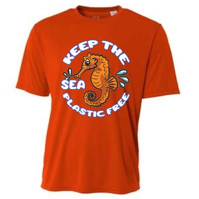 Keep The Sea Plastic Free Gift Environtal Protection Seahorse Gift Cooling Performance Crew T-Shirt