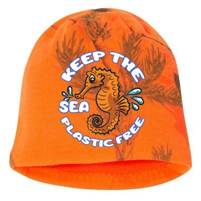 Keep The Sea Plastic Free Gift Environtal Protection Seahorse Gift Kati - Camo Knit Beanie