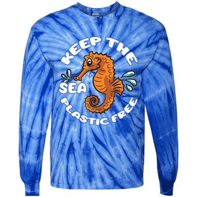 Keep The Sea Plastic Free Gift Environtal Protection Seahorse Gift Tie-Dye Long Sleeve Shirt