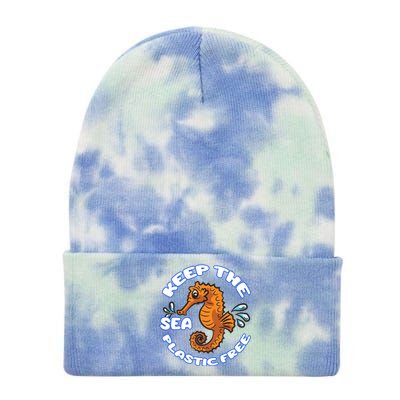 Keep The Sea Plastic Free Gift Environtal Protection Seahorse Gift Tie Dye 12in Knit Beanie