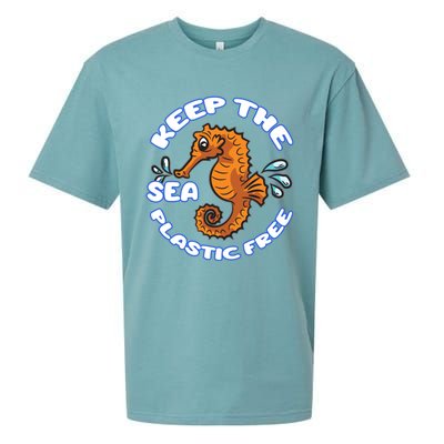 Keep The Sea Plastic Free Gift Environtal Protection Seahorse Gift Sueded Cloud Jersey T-Shirt