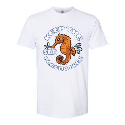 Keep The Sea Plastic Free Gift Environtal Protection Seahorse Gift Softstyle CVC T-Shirt