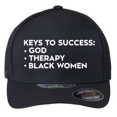Keys To Success God Therapy Black Women Flexfit Unipanel Trucker Cap