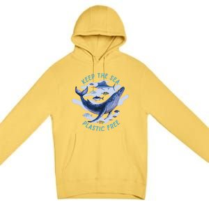 Keep The Sea Plastic Free Animal Beluga Whale Gift Premium Pullover Hoodie