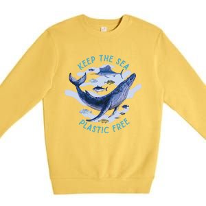 Keep The Sea Plastic Free Animal Beluga Whale Gift Premium Crewneck Sweatshirt