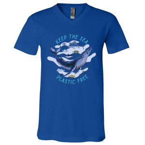 Keep The Sea Plastic Free Animal Beluga Whale Gift V-Neck T-Shirt