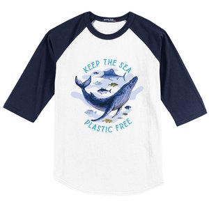 Keep The Sea Plastic Free Animal Beluga Whale Gift Baseball Sleeve Shirt