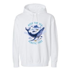 Keep The Sea Plastic Free Animal Beluga Whale Gift Garment-Dyed Fleece Hoodie