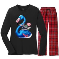 Kamala The Stylish Flamingo Takes Flight Women's Long Sleeve Flannel Pajama Set 