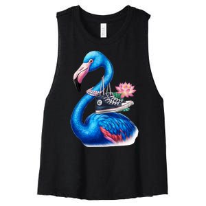 Kamala The Stylish Flamingo Takes Flight Women's Racerback Cropped Tank