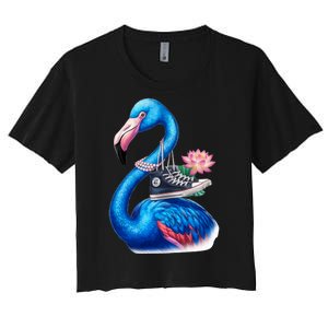 Kamala The Stylish Flamingo Takes Flight Women's Crop Top Tee