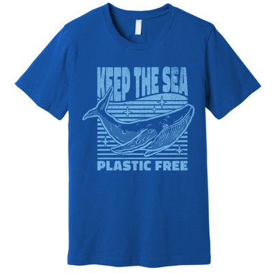 Keep The Sea Plastic Free Blue Whale In Ocean Scientist Cute Gift Premium T-Shirt