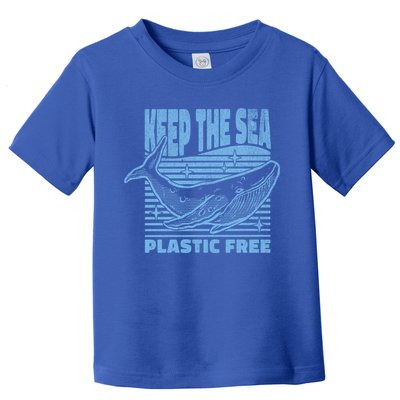 Keep The Sea Plastic Free Blue Whale In Ocean Scientist Cute Gift Toddler T-Shirt