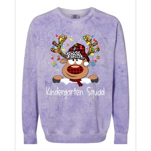 Kindergarten Teacher Squad Reindeer Funny Teacher Christmas Xmas Pajamas Colorblast Crewneck Sweatshirt