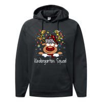 Kindergarten Teacher Squad Reindeer Funny Teacher Christmas Xmas Pajamas Performance Fleece Hoodie