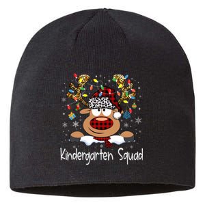 Kindergarten Teacher Squad Reindeer Funny Teacher Christmas Xmas Pajamas Sustainable Beanie