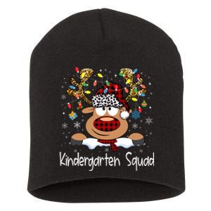 Kindergarten Teacher Squad Reindeer Funny Teacher Christmas Xmas Pajamas Short Acrylic Beanie