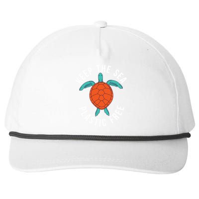 Keep The Sea Plastic Free Cute Sea Turtle Lover Meaningful Gift Snapback Five-Panel Rope Hat