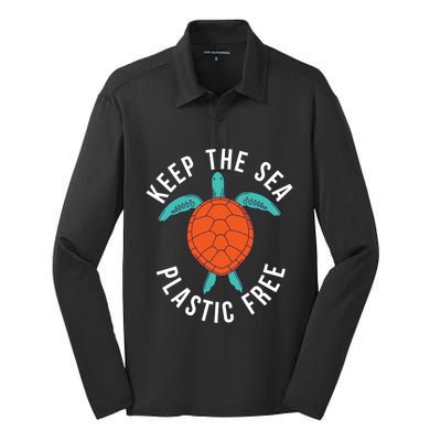 Keep The Sea Plastic Free Cute Sea Turtle Lover Meaningful Gift Silk Touch Performance Long Sleeve Polo