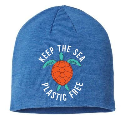 Keep The Sea Plastic Free Cute Sea Turtle Lover Meaningful Gift Sustainable Beanie