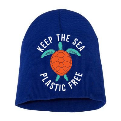 Keep The Sea Plastic Free Cute Sea Turtle Lover Meaningful Gift Short Acrylic Beanie