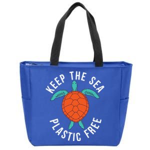 Keep The Sea Plastic Free Cute Sea Turtle Lover Meaningful Gift Zip Tote Bag