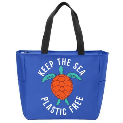 Keep The Sea Plastic Free Cute Sea Turtle Lover Meaningful Gift Zip Tote Bag