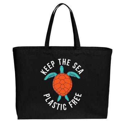 Keep The Sea Plastic Free Cute Sea Turtle Lover Meaningful Gift Cotton Canvas Jumbo Tote