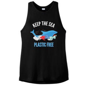 Keep The Sea Plastic Free Design Environt Dolphin Gift Ladies PosiCharge Tri-Blend Wicking Tank