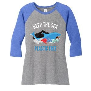 Keep The Sea Plastic Free Design Environt Dolphin Gift Women's Tri-Blend 3/4-Sleeve Raglan Shirt