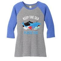 Keep The Sea Plastic Free Design Environt Dolphin Gift Women's Tri-Blend 3/4-Sleeve Raglan Shirt