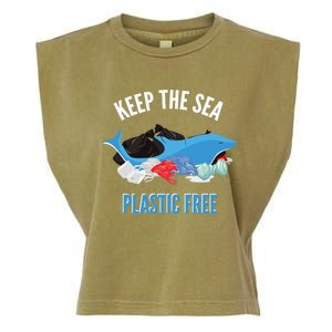 Keep The Sea Plastic Free Design Environt Dolphin Gift Garment-Dyed Women's Muscle Tee