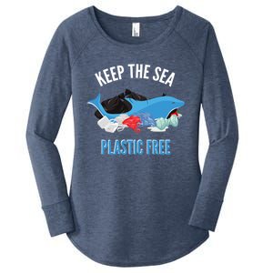 Keep The Sea Plastic Free Design Environt Dolphin Gift Women's Perfect Tri Tunic Long Sleeve Shirt